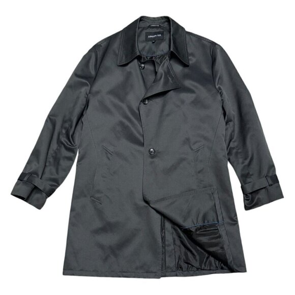 London Fog Lightweight Grey Long Trench Business Casual Designer Coat Mens Small - Picture 1 of 5
